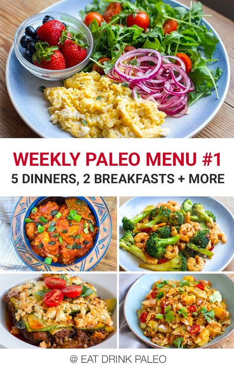 Your Weekly Paleo Menu #1 Starting Paleo Diet, Paleo Menu, Paleo Plan, Paleo Meal Prep, Paleo Diet Plan, Paleo Salads, Paleo Meal Plan, Diner Recept, Post Workout Food