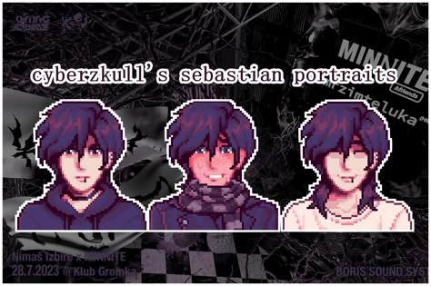 (CP) cyberzkull's sebastian portraits at Stardew Valley Nexus - Mods and community Stardew Valley Beta Designs, Sdv Matching Pfp, Strawdew Valley Sebastian, Mods For Stardew Valley, Stardew Valley Cheat Codes, Nexus Mods Stardew Valley, Stardew Valley Outfit Ideas Male, Pierre Stardew Valley, Stardew Background