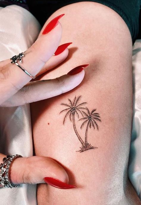 Palm Tree With Coconut Tattoo, Palm Tree Tatoos Woman, Coconut Tree Tattoo, Turkey Tattoos, Mini Tattoo Ideas, Coolest Tattoos, Maple Tree Tattoos, Palm Tree Tattoo Ankle, Snow Flake Tattoo