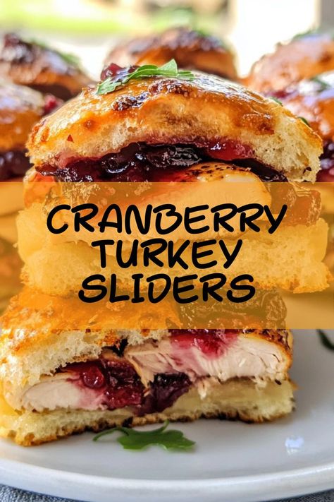 Ingredients: 16 oz package Hawaiian rolls (12 count) 1 lb deli turkey, thinly sliced 1 cup cranberry sauce (jellied or whole berry)... Cranberry Turkey, Turkey Sliders, Deli Turkey, Hawaiian Rolls, Cranberry Sauce, Center Stage, 1 Cup, The Sweet, Homemade Recipes