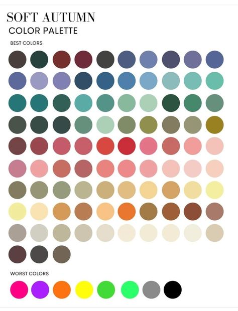 Soft Autumn Color Names, Soft Autumn Soft Summer, Soft Autumn Yellow, Muted Fall Color Palette, Soft Autumn Green, Cool Autumn Color Palette, Soft Autumn Nail Colors, Soft Autumn Hair Color Ideas, Autumn Color Palette Fashion