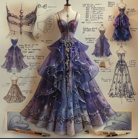 Enchanted Dress Prom, Enchanted Gown, Matric Ball Dresses, Fashion Sketchbook Inspiration, Dress Design Drawing, Fashion Drawing Dresses, Fashion Sketchbook, Fashion Illustration Dresses, Dress Design Sketches