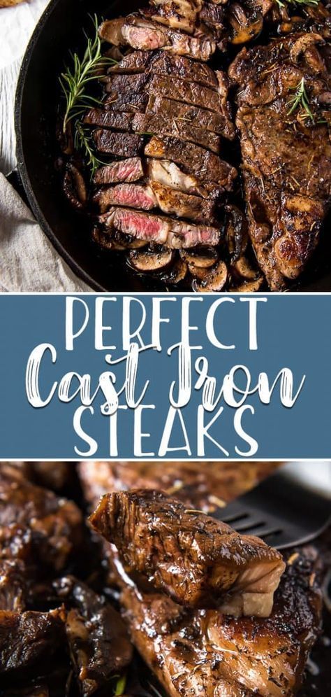 how to cook the Perfect Cast Iron Steak ! Iron Skillet Steak, Cast Iron Recipes Dinner, Cast Iron Skillet Steak, Steakhouse Dinner, Cast Iron Skillet Recipes Dinner, Steak At Home, Cast Iron Steak, Simple Marinade, Cast Iron Skillet Cooking