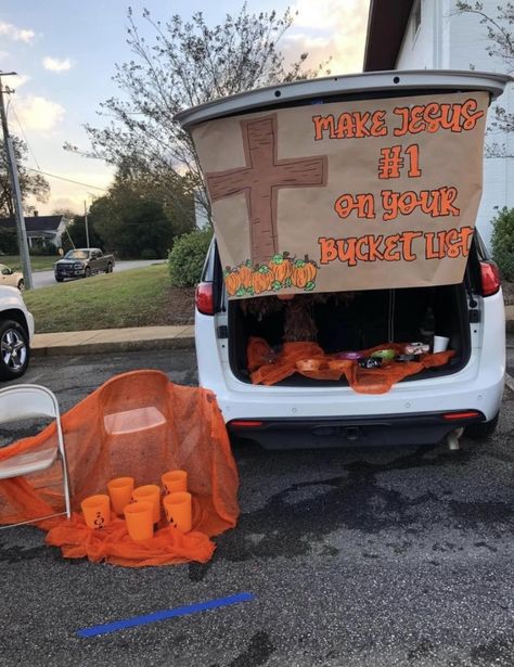 Lets Taco About Jesus Trunk Or Treat, Truck Or Treat Christian, Fall In Love With Jesus Trunk Or Treat, Trunk Or Treat Christian Ideas, Trunk Or Treat Christian, Fall Fest, Trunk Or Treat, Party Banner, Paint Party