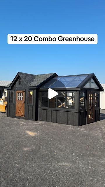 Lapp Structures LLC on Instagram: "One of our first examples of a Victorian Shed and Atrium Greenhouse coming together to make a stricking Combo Greenhouse!  #greenhouse #gardening #sheshed #tinyhouse" Greenhouse Between House And Garage, Greenhouse Lean To Shed, She’d With Greenhouse, Greenhouse Shed Ideas, Potting Shed And Greenhouse Combo, Tiny House With Greenhouse Attached, Greenhouse And Storage Shed, Pool House Greenhouse, Chicken Coop Greenhouse Combo Diy