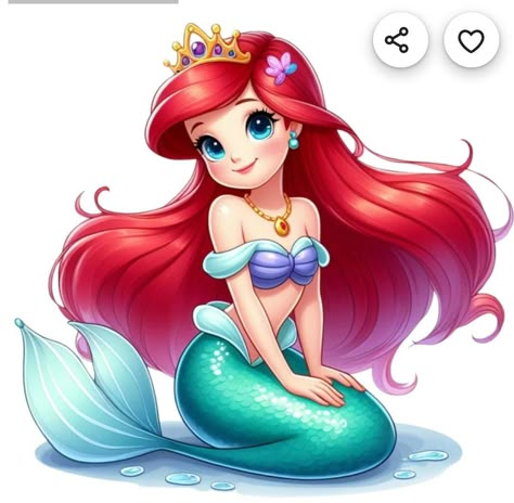 Ariel Watercolor, Ariel Cartoon, Disney Cuties, Princess Mermaid, Splash Design, Ariel Mermaid, Paper Dolls Clothing, Unicorn Pictures, Disney Princess Ariel