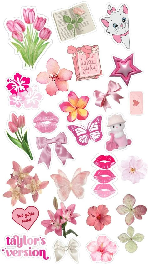 Pastel Pink Stickers Aesthetic Printable, Coquette Scrapbook Design Ideas, Coquette Designs For Scrapbook Printable, Pink Journal Aesthetic Stickers, Aesthetic Scrapbook Ideas Pink, Stickers Aesthetic Scrapbook, Aesthetic Collage Stickers, Aesthetic Design For Scrapbook Pink, Pink Scrapbook Background