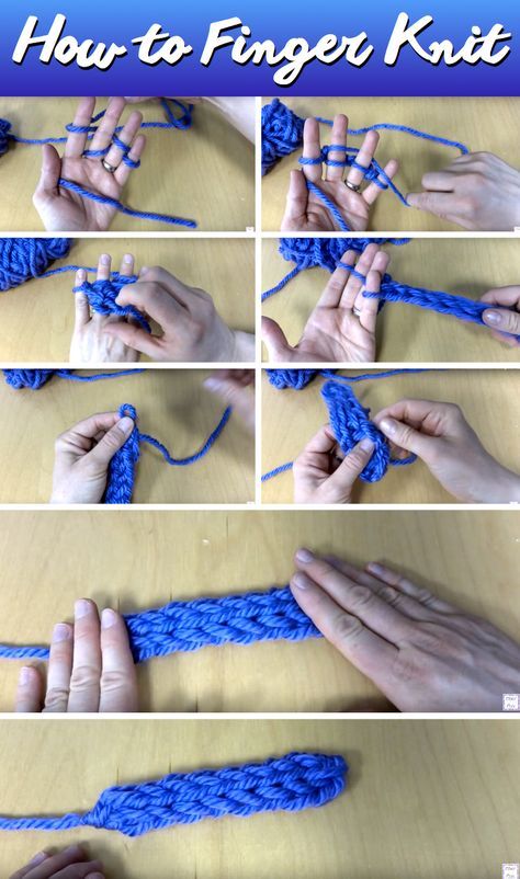 How To Finger Knit, Finger Knitting Projects, Finger Knit, Finger Weaving, Knitting Terms, Finger Crochet, Cute Diy Projects, Sweater Knitting, Finger Knitting