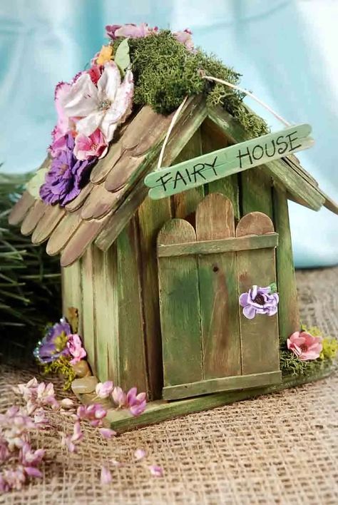 25 DIY Fairy Door Ideas from Popsicle or Wooden Craft Sticks & Rocks Popsicle Stick Houses, Diy Popsicle, Fairy Garden Designs, Fairy Garden Crafts, Fairy Crafts, Fairy Garden Houses, Popsicle Stick Crafts, Diy Fairy, Fairy Garden Diy