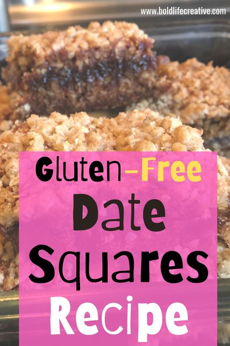 These decadent date squares or matrimonial bars are a hit at every get-together. Ooey gooey date filling, topped with an oat-based crumble; try eating just one! Bet you can’t guess my secret ingredient?! Gluten Free Date Bars, Gluten Free Date Squares, Date Filling, Coconut Bites, Date Squares, Square Recipes, Tasty Vegetarian Recipes, Ooey Gooey, Crumble Topping