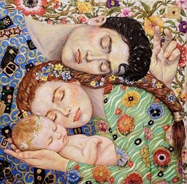 B A H M A N Artworks | Saatchi Art Family Artwork, Gustav Klimt Art, Klimt Art, People Painting, Mother Art, Family Painting, Fine Art Painting Oil, Family Illustration, Photography Sculpture