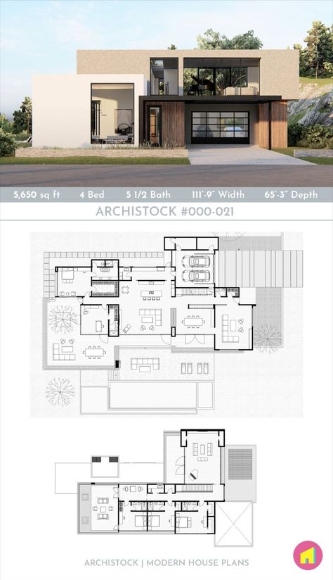 Modern Minimalist House Plan 000-007 Ank Studio - Ank Studio 424 Two Stories House Plans, Perfect Floor Plan, Modern House Floor Plans 2 Story, 2 Room House Plans, 4 Room House Plans, Modern Minimalist House Plan, Minimalist House Plan, Modern House Floor Plan, Modern House Layout