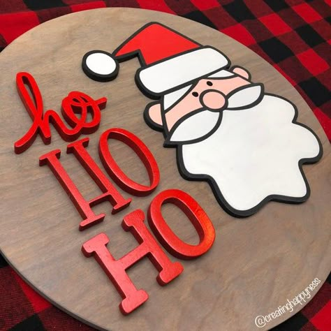 Santa Ho Ho Ho sign | 16" Santa Sign | Santa Clause | Christmas Decor Mini Christmas Tree Ideas, Ho Ho Ho Sign, Xmas Signs, Santa Ho Ho Ho, Holiday Trees, Wood Stain Colors, Laser Engraved Ideas, Classic Grey, Christmas Wood Crafts