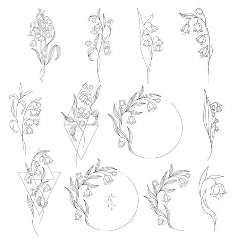 Tattoo Ideas For Mum, May Birth Month Flower, Floral Tattoo Ideas, Birth Flower Bouquet Tattoo, Lily Of The Valley Tattoo, Floral Arm Tattoo, Valley Tattoo, Wreath Tattoo, Flower Bouquet Tattoo