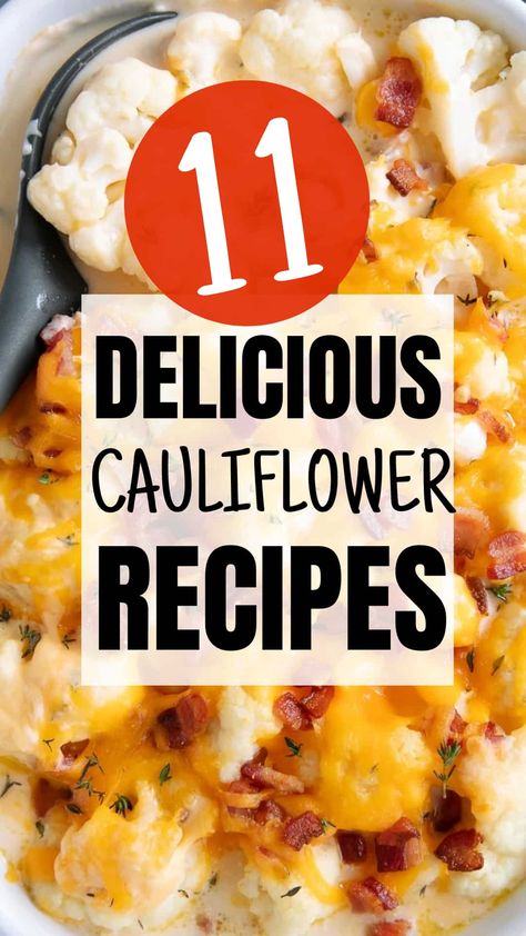 Think cauliflower can’t beat potatoes? These 11 cauliflower recipes are about to change your mind. From crispy, roasted bites to creamy, mashed perfection, cauliflower is here to steal the show—no starch required. Get ready to impress even the biggest potato lovers at the table. Cauliflower Pot Pie, Fresh Cauliflower Recipes, Calfower Recipes, Cauliflower Main Dish Recipes, Cauliflower Broccoli Recipes, Frosted Cauliflower, What To Do With Cauliflower, Cauliflower Side Dish Recipes, Mashed Cauliflower Recipes