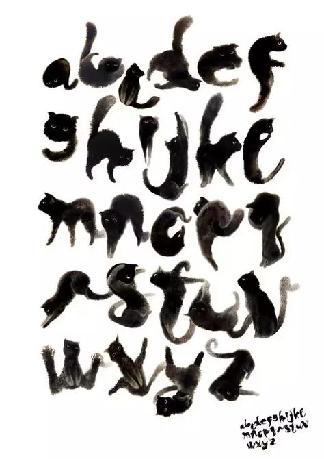 Typography Zine, Cat Typography, Cat Lettering, Dog Alphabet, Cat Font, Cat Alphabet, Cat Type, Animal Font, Cat Animation