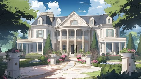 Anime Mansion Background, Anime Mansion House, Anime Mansion, Fanart Background, Spirit Background, Background House, Anime Houses, Castle Background, Anime House