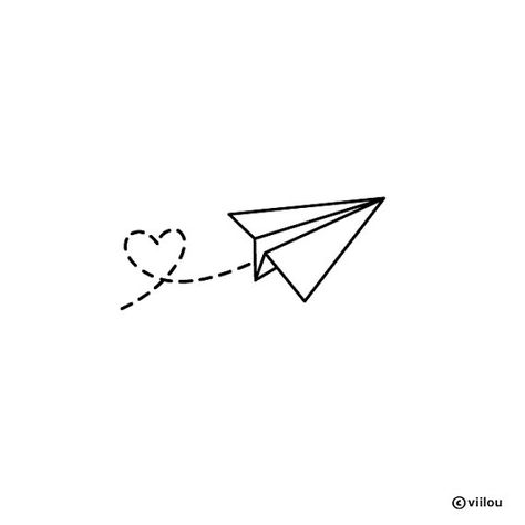 Paper Plane Small Cute Drawings, Paper Airplane Tattoos, Paper Plane Tattoo, Origami Tattoo, Plane Tattoo, Origami For Kids, Airplane Tattoos, Petit Tattoo, Airplane Wall