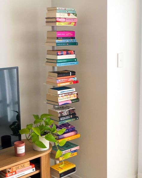 [PaidAd] 32 Floating Bookshelves Bedroom Ideas Tricks You Have To See #floatingbookshelvesbedroomideas Floating Vertical Bookshelf, Bookshelf Small Living Room, Vertical Floating Bookshelves, Cool Book Shelves Ideas, Cool Bookshelf Ideas Bedroom, Floating Shelves For Small Spaces, Bookshelf In Small Room, Small Apartment Bookshelf Ideas, Books Small Space