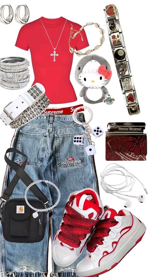 Baggy jeans outfit inspo 90s Style Baggy Jeans, Flared Jeans 90s Outfit, Early 2000s Baggy Fashion, Christmas List Ideas Tomboy, Sporty Baggy Outfit, School Appropriate Fits, Baggy Clothes Outfit Women Streetwear, Jenko Jeans, Streetwear Aesthetic Women