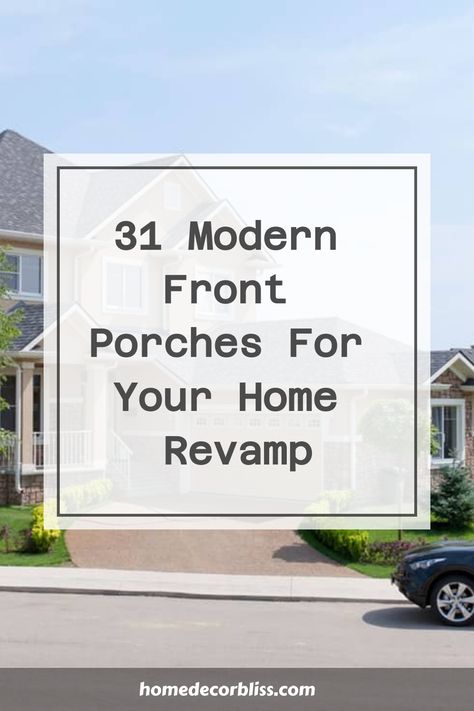 modern front porches Redesign Front Of House, Add On Entryway Entrance Exterior, Cape House Front Porch, Gray Columns Front Porch, House Fronts Modern, Off Center Door Front Porch, Add Covered Front Porch To House, House Front Renovation, How To Make A Front Porch