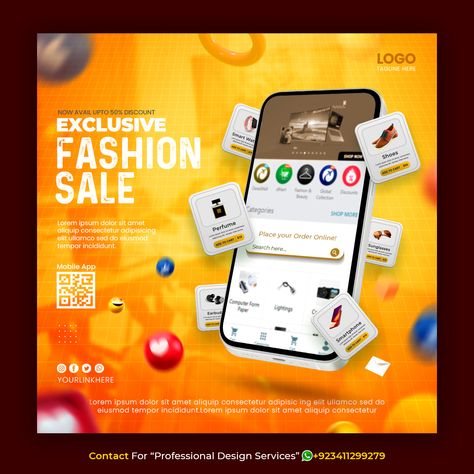 Online Shopping Banner Design Ideas, Shopping Design Poster, 11 11 Sale Design, Mobile App Ads Social Media, Online Shopping Poster Design, Delivery Instagram Post, Online Shopping Social Media Design, Shopping Social Media Design, Promotion Social Media Design