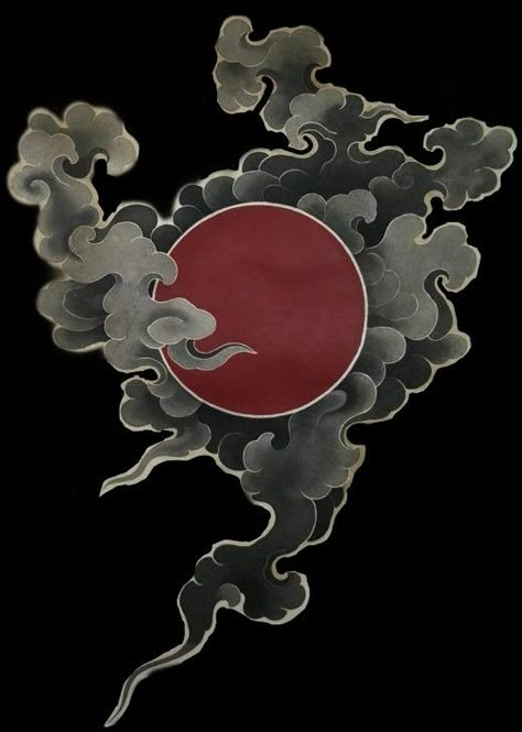 Japanese Traditional Cloud Tattoo, Japan Sun Tattoo, Japanese Storm Tattoo, Asian Sun Tattoo, Japanese Cloud Design, Moon Tattoo Japanese, Japan Cloud Tattoo, Japanese Clouds Design, Sun Japanese Tattoo