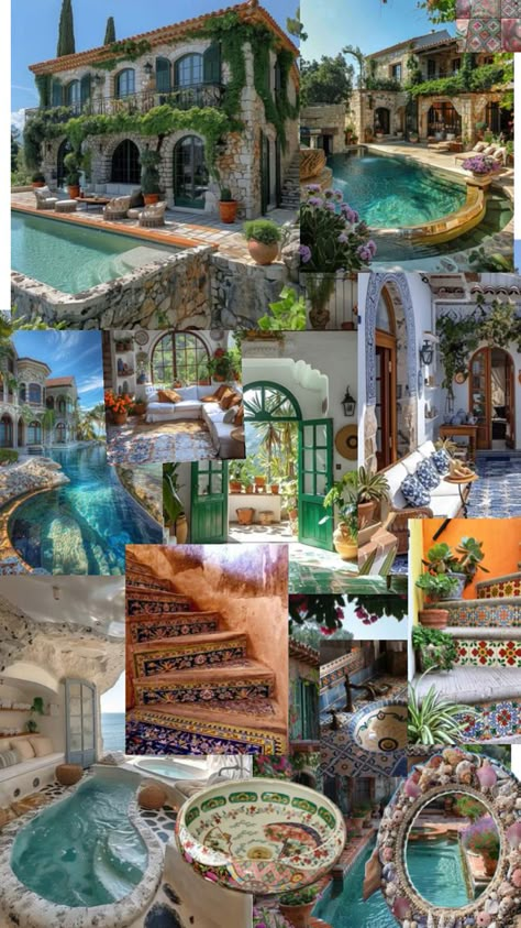 Dream house Mediterranean aesthetic cute summer south of France Medatrainian House, Mederteranian House Aesthetic, Mederteranian House, Mediterranean House Aesthetic, Summer South Of France, South Of France House, Dream House Vision Board, Mediterranean House Interior, Island Vacation Outfits