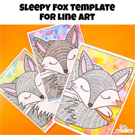 Engage kids with this fun fox art project combining line drawing and watercolor techniques. Includes two templates for all skill levels. Polar Bear Winter Craft, Watercolor Art For Kids, Minimalist Classroom, Fox Template, Bunny Art Projects, Squiggle Art, Heart Art Projects, Drawing And Watercolor, Easter Arts And Crafts