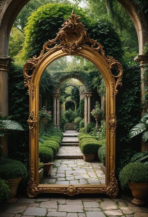 Secret Garden Ideas, Pixie Garden, Stone Bridges, Hidden Oasis, Manic Pixie, A Secret Garden, Gothic Garden, Hidden Garden, Garden Mirrors