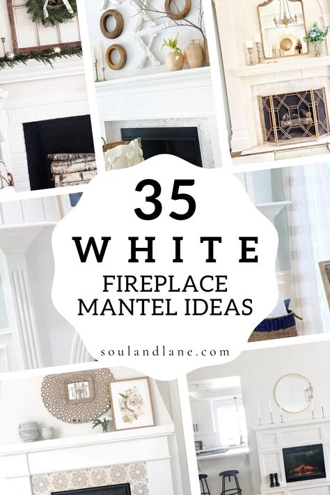 Create a stunning focal point in your living space with white fireplace mantel ideas that radiate brightness and beauty. Imagine the elegance of a crisp, white mantel as the centerpiece of your room, offering a canvas for seasonal decorations or cherished family photos. Complement this classic look with decorative molding or intricate carvings for a touch of sophistication. Whether you're aiming for a sleek, modern vibe or a cozy, traditional feel, a white mantel can transform your fireplace int Fireplace White Mantle, White Mantel Decor, White Fireplace Mantel, White Fireplace Decor With Tv, White Fireplace Surround Ideas, White Fireplace Makeover, Black And White Mantel Decor, Mantel Decorating Ideas Modern, White Wood Fireplace Surround