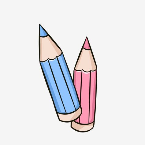 Cartoon School Supplies, Pencil Clipart, Student Cartoon, Color Pencil Illustration, Crayon Drawings, Pen Illustration, School Murals, School Icon, School Clipart