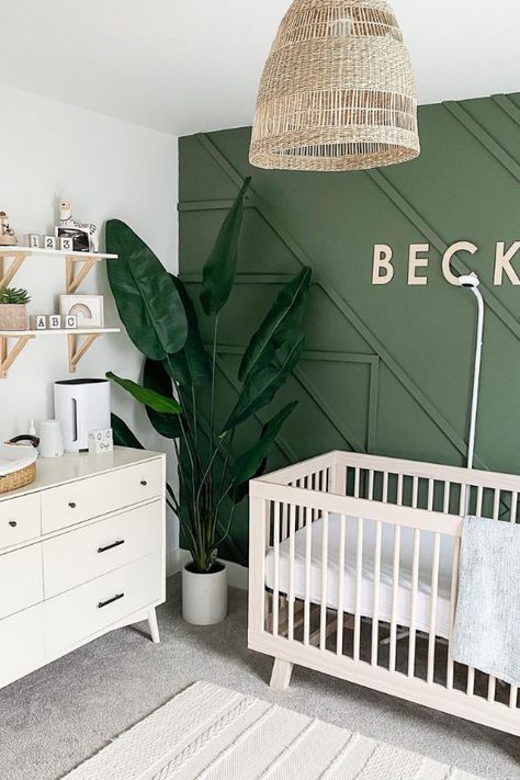 Here, we are rounding up the best green paint colors for the nursery. You'll find green nursery inspiration photos and our top green nursery paint colors. Green Nursery Paint, Green Nursery Paint Colors, Green Nursery Boy, Nursery Paint, Nursery Paint Colors, Nursery Accents, Baby Nursery Design, Nursery Accent Wall, Baby Room Neutral