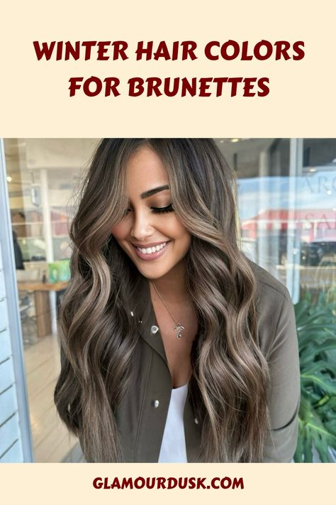 I love these Winter Hair Colors For Brunettes. These include brown hair, chestnut, burgundy, mocha and more hair dye for women. These hair colors for winter are so easily maintained. Winter Hair Inspo For Brunettes, Cool Winter Hair Color For Brunettes, Winter Brunette Hair Color Balayage, Hair Color Ideas For Brunettes For Winter, Winter Balayage Brunettes, Brown Hair Chestnut, Winter Brunette Hair Color, Winter Hair Colors For Brunettes, Hair Colors For Winter