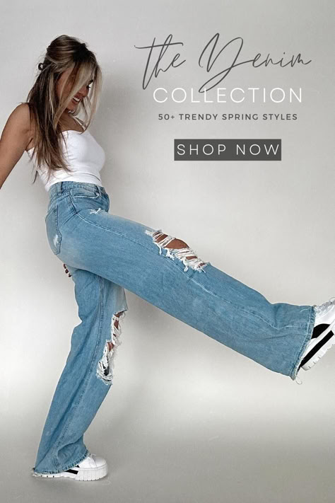 Tap to shop! Trendy Spring Fashion, Light Denim, Simple Trendy Outfits, Really Cute Outfits, Swag Outfits, Comfy Outfits, Outfits Casuales, Cute Casual Outfits, New Outfits