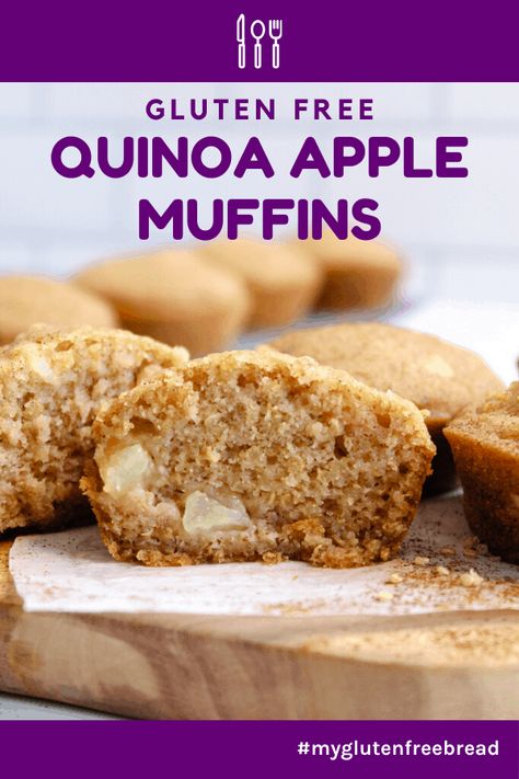 Quinoa… in a muffin? Yes and yes! You won’t believe how tasty these apple quinoa muffins are! They’re hearty, lightly spiced and incredibly delicious plus they’re packed with delicious ingredients without being heavy. #glutenfreebaking #glutenfreemuffins #quinoa Apple Quinoa Muffins, Quinoa Flour Muffins, Gf Muffin Recipes, Quinoa Flour Recipes, Free Fundraising Ideas, Gf Bread Recipes, Easy Paleo Breakfast, Gf Cupcakes, Apple Quinoa