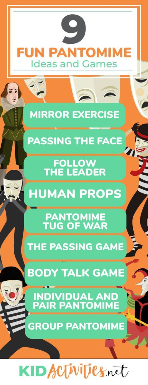 A collection of pantomime games and activity ideas. Great for drama class or for class plays. #PantomimeGames #KidsActivities #DramaActivities #DramaClass Pantomime Ideas, Drama Games For Kids, Games For Grade 1, Acting Exercises, Middle School Drama, Drama For Kids, Theatre Games, Drama Activities, Teaching Theatre