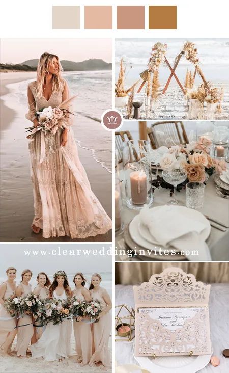 Fall Wedding At The Beach, Wedding Color Schemes Destination, Beach Wedding October, Toasted Coconut Wedding Colors, Fall Beach Wedding Color Palette, Cabo Wedding Color Scheme, Wedding Beach Color Schemes, Destination Wedding Colors Beach, Boho Beach Wedding Color Palette