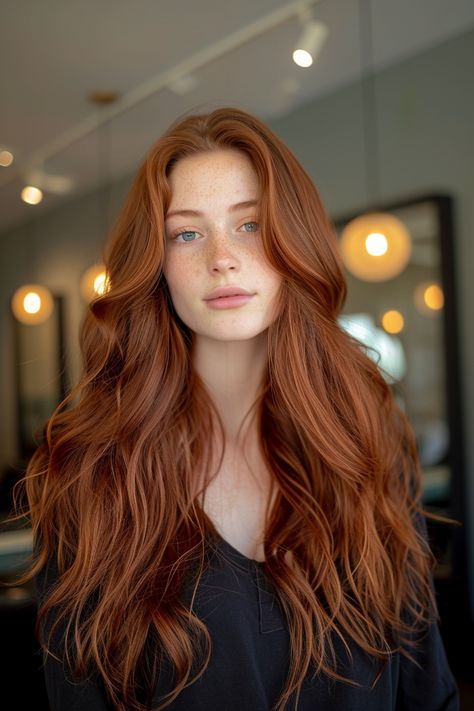 Medium Length Haircut Redhead, Copper Lowlights On Red Hair, Red Hair Haircuts, Rival Darling, Red Hair Hazel Eyes, Red Hair Summer, Summer Red Hair Color, Summer Red Hair, Spring Red Hair Color