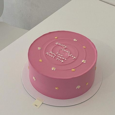 Cake Designs Birthday Pink, Pink Bento Cake Design, Tortas Astetics, Simple Cakes For Birthday, Design Cake Simple, Cute Pink Cake Aesthetic, Pink Cakes Birthday, Simple Aesthetic Cake Design, Cute Mini Cakes Birthdays