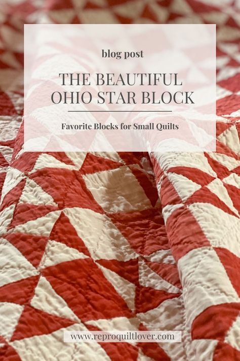 Some blocks work well for any size quilt and the Ohio Star is one of those. Visit the blog post on how to make this block and give it a try in different colors. Mini Quilt Projects, Ohio Star Quilts Ideas, Dutch Quilt Pattern, Bears Paw Quilt Block, Simple Quilting Projects, Classic Quilt Block Patterns, Easy Star Quilt Blocks Free Pattern, Quilt Patterns Vintage, Quick Easy Quilt Patterns