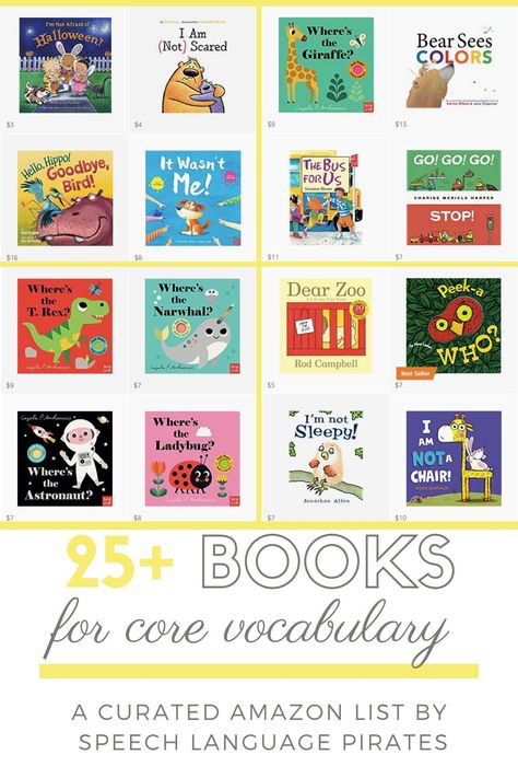 Books To Use In Speech Therapy, Slp Literacy Activities, Best Books For Speech Therapy, Core Vocabulary Books, Core Words Aac Activities, Core Word Activities, Aac Activities Speech Therapy, Core Words Aac, Core Word Of The Week