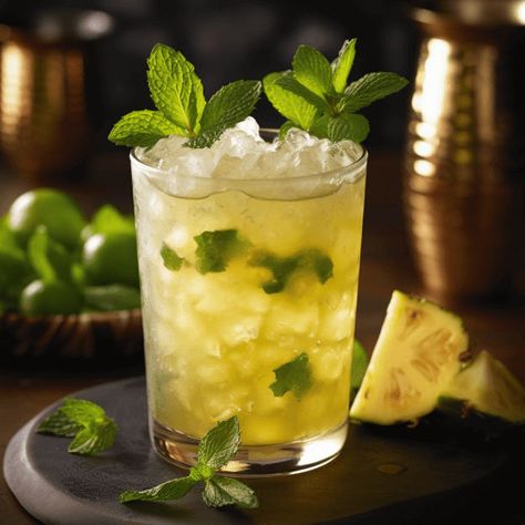 The Pineapple Mojito is a refreshing, sweet, and slightly tart cocktail. The pineapple adds a tropical sweetness that balances the tartness of the lime and the freshness of the mint. The rum adds a subtle warmth to the drink, making it a delightful and balanced cocktail. Pineapple Mojito, Mojito Drink, Most Popular Cocktails, Mojito Cocktail, Drink Making, Sweet Cocktails, Fresh Mint Leaves, Perfect Cocktails, Fresh Lime