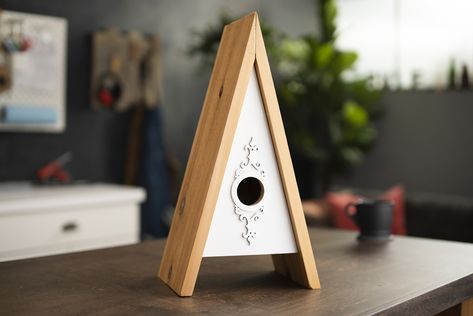 Still shopping for the perfect Mother’s Day present? What about making a gift at home? Check out this #DIY birdhouse project!  Gather up your Arrow GT30Li cordless glue gun, a cedar board, and some fun dollhouse trim, and let’s create the best birdhouse on the block. A Frame Birdhouse, Easy Diy Birdhouse, Diy Birdhouse Easy, Diy Bird House, Cedar Board, Bird House Plans Free, Diy Birdhouse, Birdhouse Projects, Birdhouse Ideas