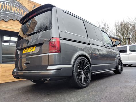 Custom VW T6 Transporter Raceline GT in Indium Grey Chevy Van, Vw T6, Volkswagen Transporter, Vw T5, Vw Transporter, Vw Camper, Vw Bus, Cute Cars, Bespoke Design