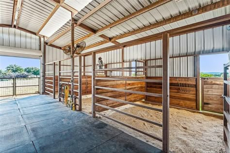 Pole Barn Horse Barns, Stall Fronts Horse, Small Horse Property, Horse Boarding Facility Ideas, Barndominium With Horse Stalls, Barn Ideas Buildings, Small Horse Barn Ideas Layout, Horse Stalls Cheap, Diy Horse Stalls