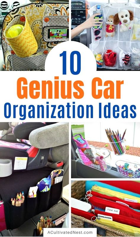 Diy Car Storage Organizing Ideas, Organizing Trunk Of Car, Living Out Of Your Car Organization, Car Snack Storage, Diy Trunk Organizer Suv, Car Toys Organization Ideas, Car Living Storage, Car Organization Ideas Diy, Mini Van Storage Ideas