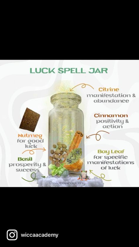 Healing Spells For Others Health, Healing Spell Jars Recipes, Luck Spell Jar, Health Spell, Money Spells Magic, Luck Spell, Happiness Spell, Witches Jar, Magic Kitchen