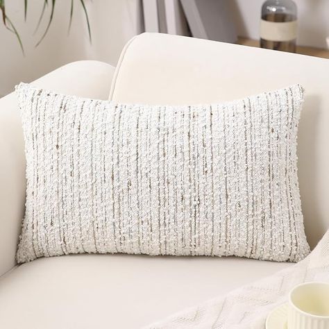 Amazon.com: GIKKEARL Textured Boucle Lumbar Pillow Covers 12x20 Neutral Striped Throw Pillows Soft Modern Farmhouse Pillow Cases, 1pc Decorative Accent Rectangle Couch Cushion Cover for Bed Chair Sofa, White : Home & Kitchen Pillows For White Bedding, Neutral Throw Pillow, White Leather Couch, Modern Farmhouse Pillow, Farmhouse Throw Pillows, Cover For Bed, Neutral Throw, Neutral Throw Pillows, Sofa White