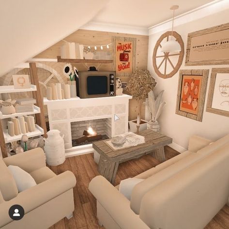 Bloxburg Rooms, Bloxburg Interior, Bloxburg Hacks, Modern Family House, Bloxburg Building, Blox Burg, Bloxburg Build Ideas, Tiny House Bedroom, Cute Living Room